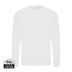 Vue Sweater à col rond en coton recyclé Iqoniq Zion de couleur blanc| Krokrodeal