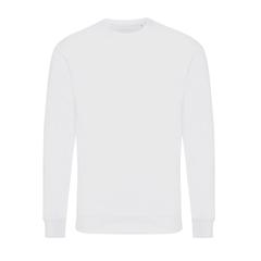 Vue Sweater à col rond en coton recyclé Iqoniq Zion de couleur blanc| Krokrodeal