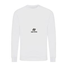 Vue Sweater à col rond en coton recyclé Iqoniq Zion de couleur blanc| Krokrodeal