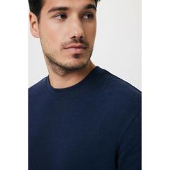 Vue Sweater à col rond en coton recyclé Iqoniq Zion de couleur bleu| Krokrodeal
