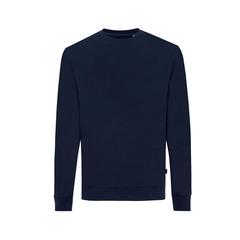 Vue Sweater à col rond en coton recyclé Iqoniq Zion de couleur bleu| Krokrodeal