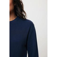 Vue Sweater à col rond en coton recyclé Iqoniq Zion de couleur bleu| Krokrodeal