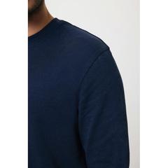 Vue Sweater à col rond en coton recyclé Iqoniq Zion de couleur bleu| Krokrodeal