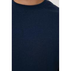 Vue Sweater à col rond en coton recyclé Iqoniq Zion de couleur bleu| Krokrodeal