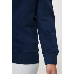 Vue Sweater à col rond en coton recyclé Iqoniq Zion de couleur bleu| Krokrodeal