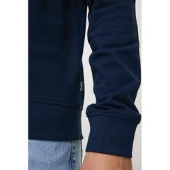 Vue Sweater à col rond en coton recyclé Iqoniq Zion de couleur bleu| Krokrodeal