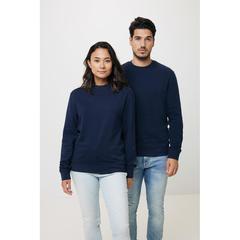 Vue Sweater à col rond en coton recyclé Iqoniq Zion de couleur bleu| Krokrodeal