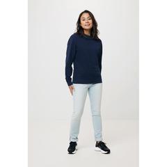 Vue Sweater à col rond en coton recyclé Iqoniq Zion de couleur bleu| Krokrodeal