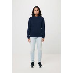 Vue Sweater à col rond en coton recyclé Iqoniq Zion de couleur bleu| Krokrodeal