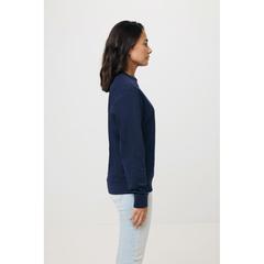 Vue Sweater à col rond en coton recyclé Iqoniq Zion de couleur bleu| Krokrodeal