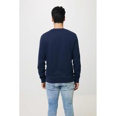 Vue Sweater à col rond en coton recyclé Iqoniq Zion de couleur bleu| Krokrodeal