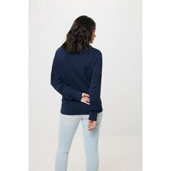Vue Sweater à col rond en coton recyclé Iqoniq Zion de couleur bleu| Krokrodeal