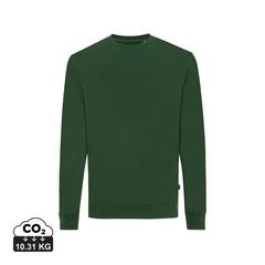 Vue Sweater à col rond en coton recyclé Iqoniq Zion de couleur vert| Krokrodeal