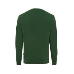 Vue Sweater à col rond en coton recyclé Iqoniq Zion de couleur vert| Krokrodeal