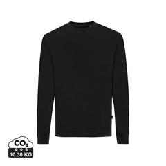 Vue Sweater à col rond en coton recyclé Iqoniq Zion de couleur noir| Krokrodeal