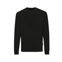 Vue Sweater à col rond en coton recyclé Iqoniq Zion de couleur noir| Krokrodeal
