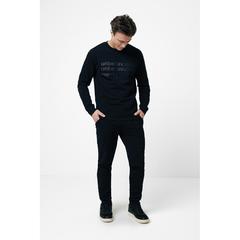 Vue Sweater à col rond en coton recyclé Iqoniq Zion de couleur noir| Krokrodeal