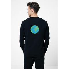 Vue Sweater à col rond en coton recyclé Iqoniq Zion de couleur noir| Krokrodeal