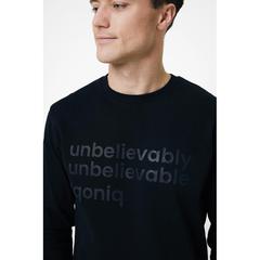 Vue Sweater à col rond en coton recyclé Iqoniq Zion de couleur noir| Krokrodeal