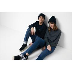 Vue Sweater à col rond en coton recyclé Iqoniq Zion de couleur noir| Krokrodeal