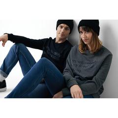 Vue Sweater à col rond en coton recyclé Iqoniq Zion de couleur noir| Krokrodeal