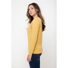 Vue Sweater à col rond en coton recyclé Iqoniq Zion de couleur jaune| Krokrodeal