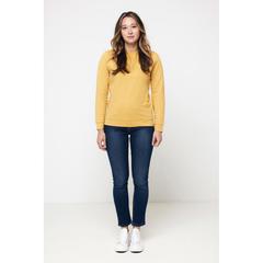 Vue Sweater à col rond en coton recyclé Iqoniq Zion de couleur jaune| Krokrodeal