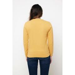 Vue Sweater à col rond en coton recyclé Iqoniq Zion de couleur jaune| Krokrodeal