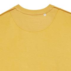 Vue Sweater à col rond en coton recyclé Iqoniq Zion de couleur jaune| Krokrodeal