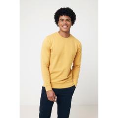 Vue Sweater à col rond en coton recyclé Iqoniq Zion de couleur jaune| Krokrodeal