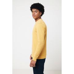Vue Sweater à col rond en coton recyclé Iqoniq Zion de couleur jaune| Krokrodeal