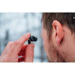 Vue Ecouteurs solaires en plastique recyclé RCS Skywave de couleur noir| Krokrodeal
