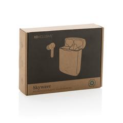 Vue Ecouteurs solaires en plastique recyclé RCS Skywave de couleur noir| Krokrodeal