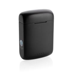 Vue Ecouteurs solaires en plastique recyclé RCS Skywave de couleur noir| Krokrodeal