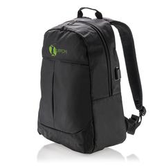 Vue Sac à dos pour ordinateur avec prise USB de couleur noir| Krokrodeal