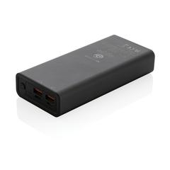 Vue Powerbank 20.000 mAh et 20W en aluminium recyclé RCS Terra de couleur gris| Krokrodeal