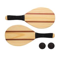 Vue Set de raquettes frescobol en bois de couleur marron| Krokrodeal