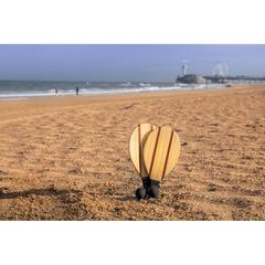 Vue Set de raquettes frescobol en bois de couleur marron| Krokrodeal