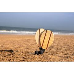 Vue Set de raquettes frescobol en bois de couleur marron| Krokrodeal