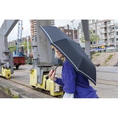 Vue Mini parapluie 20.5" rPET 190T réfléchissant Impact AWARE™ de couleur noir| Krokrodeal