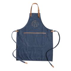 Vue Tablier de chef en toile Deluxe de couleur bleu| Krokrodeal