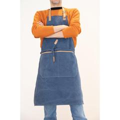 Vue Tablier de chef en toile Deluxe de couleur bleu| Krokrodeal
