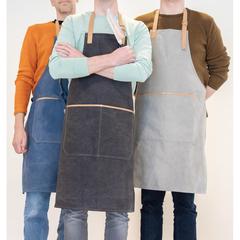 Vue Tablier de chef en toile Deluxe de couleur bleu| Krokrodeal