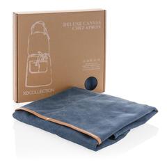 Vue Tablier de chef en toile Deluxe de couleur bleu| Krokrodeal
