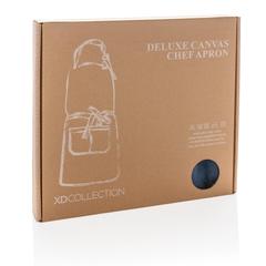 Vue Tablier de chef en toile Deluxe de couleur bleu| Krokrodeal