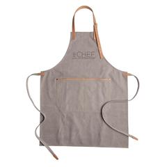 Vue Tablier de chef en toile Deluxe de couleur gris| Krokrodeal