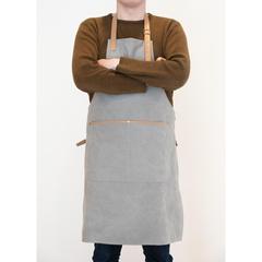 Vue Tablier de chef en toile Deluxe de couleur gris| Krokrodeal