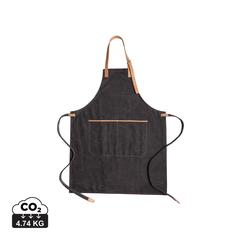 Vue Tablier de chef en toile Deluxe de couleur noir| Krokrodeal