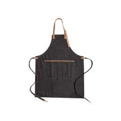 Vue Tablier de chef en toile Deluxe de couleur noir| Krokrodeal