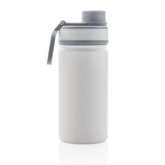 Vue Bouteille isotherme en acier avec bouchon sport de couleur blanc| Krokrodeal
